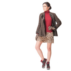 Fashionable woman. Elegant outfit. Close up of accessorise of stylish lady. Insolated on white background. Without face. Female fashion. City lifestyle.