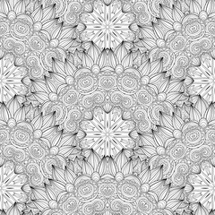 Vector Seamless Monochrome Ornate Pattern