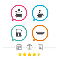 Petrol or Gas station services icons. Car wash.