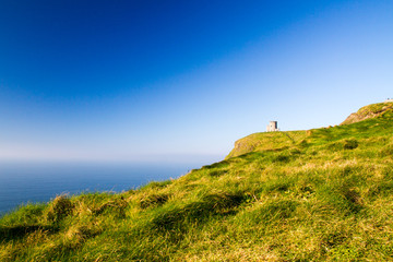 Beautiful landscape at the famous Cliffs of Moher and  O'Brien's Tower in Co. Clare, Europe, ireland