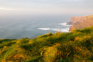 Beautiful landscape at the famous Cliffs of Moher and  O'Brien's Tower in Co. Clare, Europe, ireland
