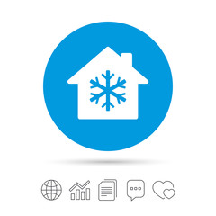 Air conditioning indoors icon. Snowflake sign.