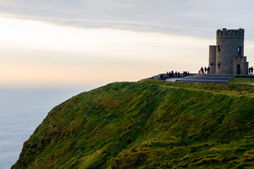 Beautiful landscape at the famous Cliffs of Moher and  O'Brien's Tower in Co. Clare, Europe, ireland