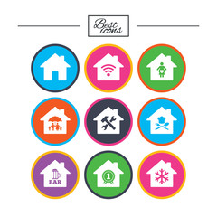 Real estate icons. Home insurance sign.