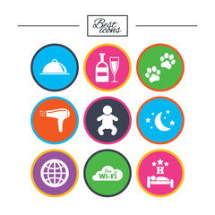 Hotel, apartment service icons. Restaurant sign.