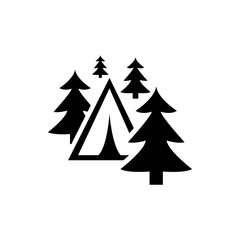 tent in forest icon vector illustration. Flat design style