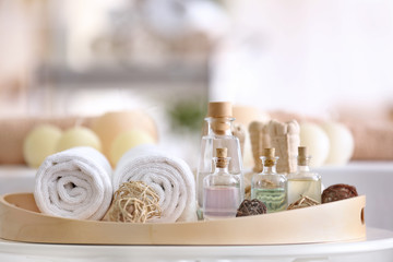 Beautiful spa composition on blurred background