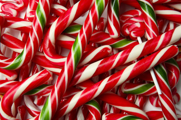 Christmas candy canes as background