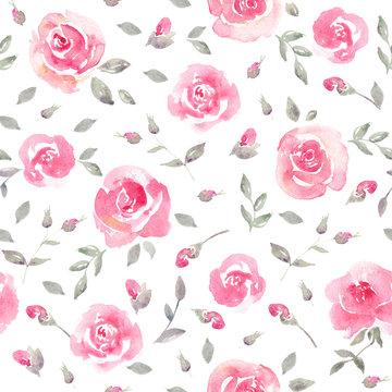 Romantic Pink roses - Floral seamless Pattern.