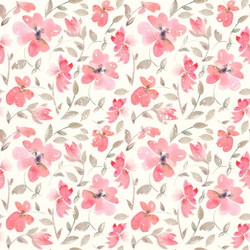 Romantic light red Floral seamless Pattern.