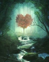 Fototapeta na wymiar Heart tree in the forest
