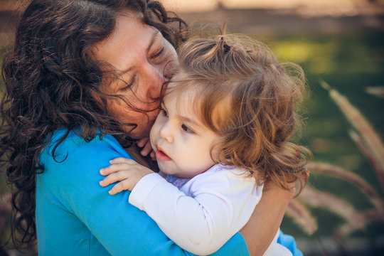 Happy Mather And Daughter In Summer 