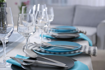 Beautiful festive table setting, closeup