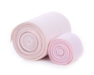 Medical Elastic bandage isolated on white background.