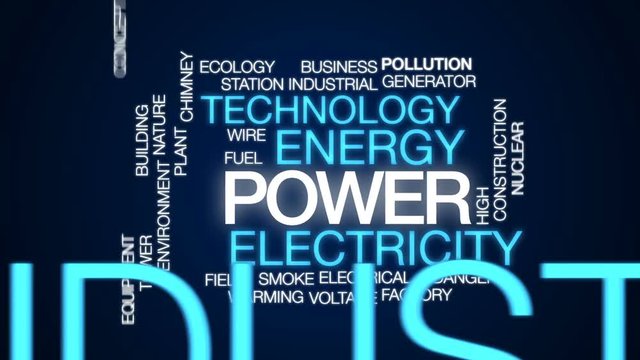 Power animated word cloud, text design animation.