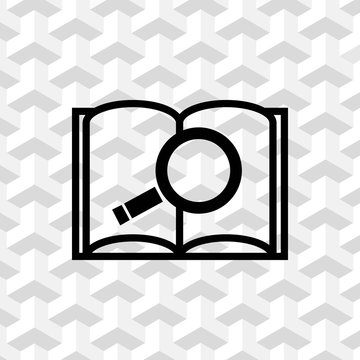 open book and search icon stock vector illustration flat design
