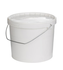 White plastic bucket with White lid.