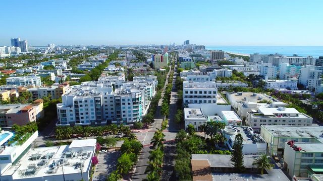 Drone aerial tour Miami Beach south of fifth street