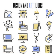 Design and art icons in flat design artistic entertainment symbols graphic color creativity collection vector illustration.