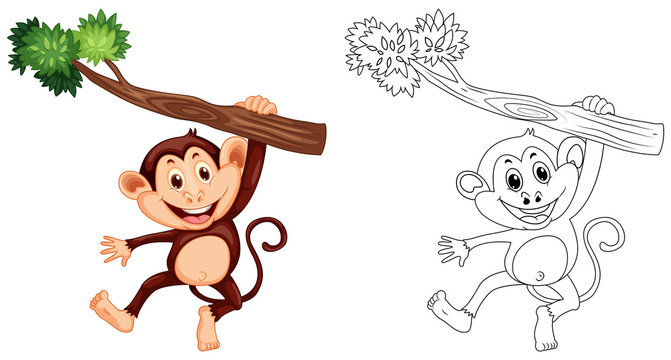Animal outline for monkey hanging on wood