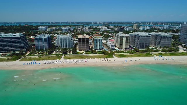 Aerial drone footage Four Seasons Hotel at The Surf Club, Surfside, Florida
