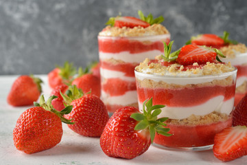 Strawberry cheesecake in a glass