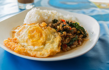 sweet basil rice with fried egg