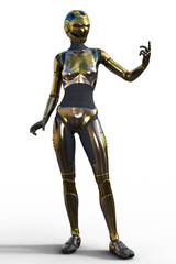 3d render of a metal female robot isolated