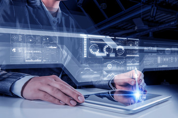 Woman using modern graphics