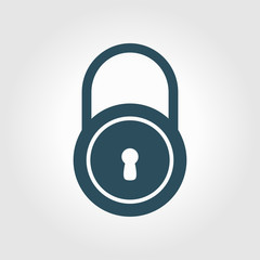 Lock icon.  Flat design style. Access to the user.