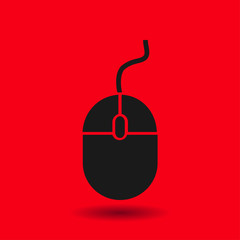 Icon of mouse.So, click the mouse. Flat design style.