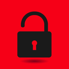 Unlock icon. Flat design style. Access to the user.