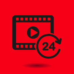 Streaming video symbol. Movie premiere. Live video Calendar.