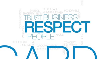 Respect animated word cloud, text design animation. Kinetic typography.