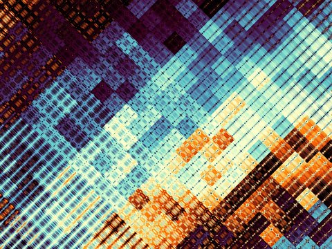 Abstract futuristic geometric image. Horizontal geometric background in pixel art style.