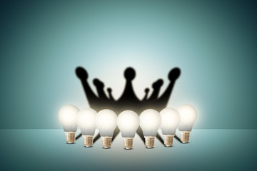Glowing Idea Light Bulb, business idea concept and background
