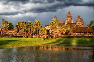 Angkor Wat Temple at sunset, Siem reap, Cambodia. Travel and vacation concept