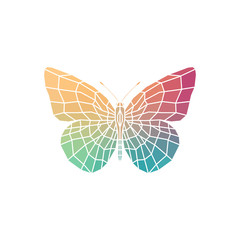 Triangle polygonal silhouettes of colorful butterfly. 