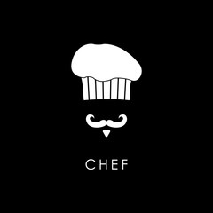 Chef with mustache and toque line art icon