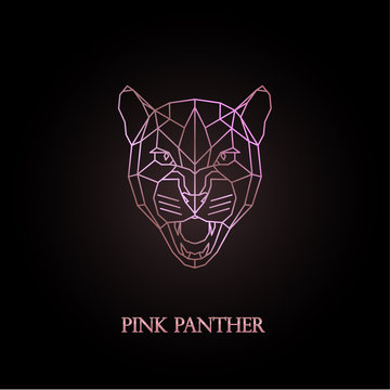 Pink panther logo design. Polygonal style. 