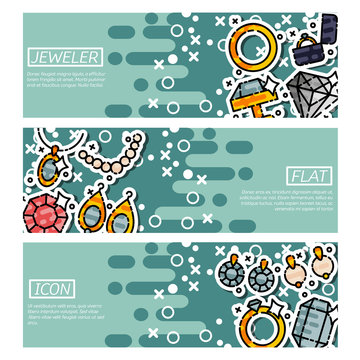 Set of Horizontal Banners about jeweler