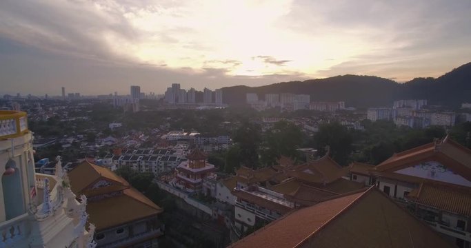Pullback Reveal of White Pagoda at Kek Lok Si, Penang, Malaysia
