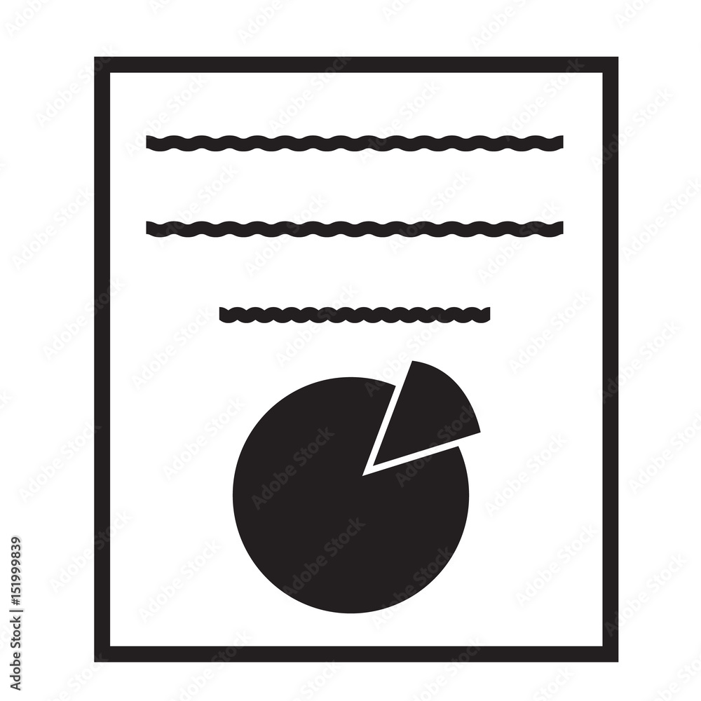 Poster document with chart on white background. report text file icon.
