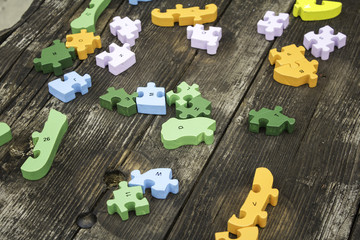 Wooden puzzle pieces