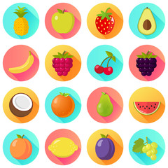Obst Früchte Icon Set Flat Design Vektor Grafik Illustration