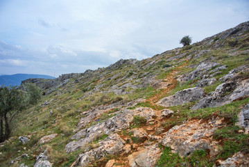 A path to the top ot the mountain at national park near Jaen, a town at Andalusia, Spain.