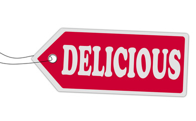 DELICIOUS price tag red on white