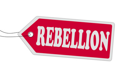 REBELLION price tag red on white