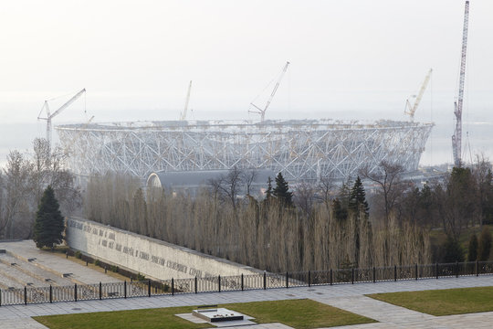 Building of sports stadium