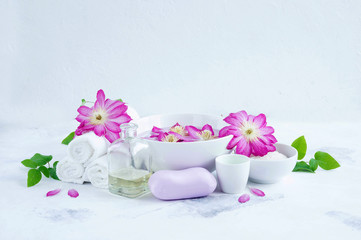 Massage and Spa products with flowers clematis